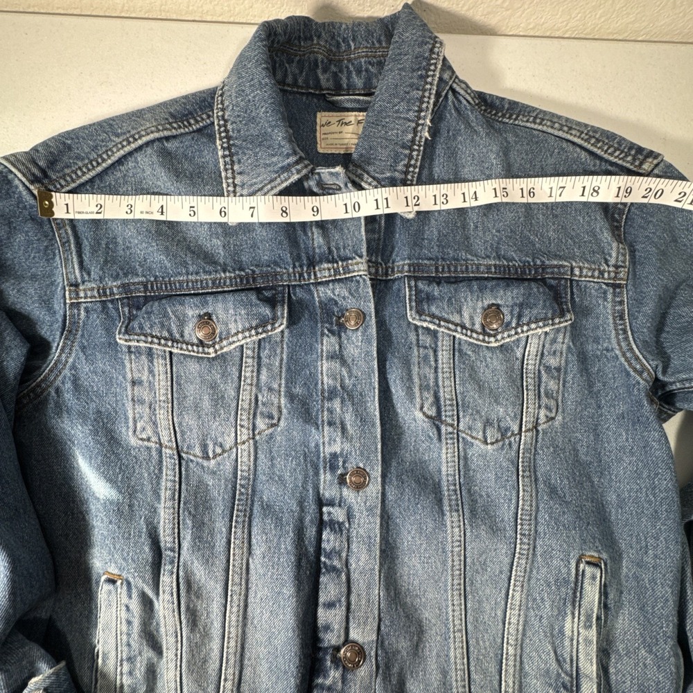 We The Free People Jolene Trucker Denim Jean Jacket Small Oversized BOHO Cowgirl - Picture 13 of 16